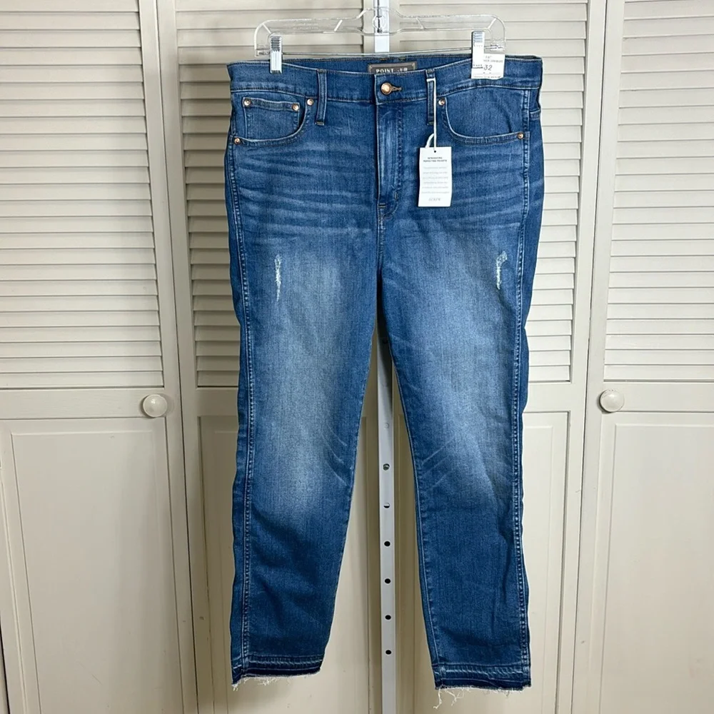 NWT J.Crew Point Sur Hightower Straight Jean with Let-own Hems Size 32 - Picture 2 of 12